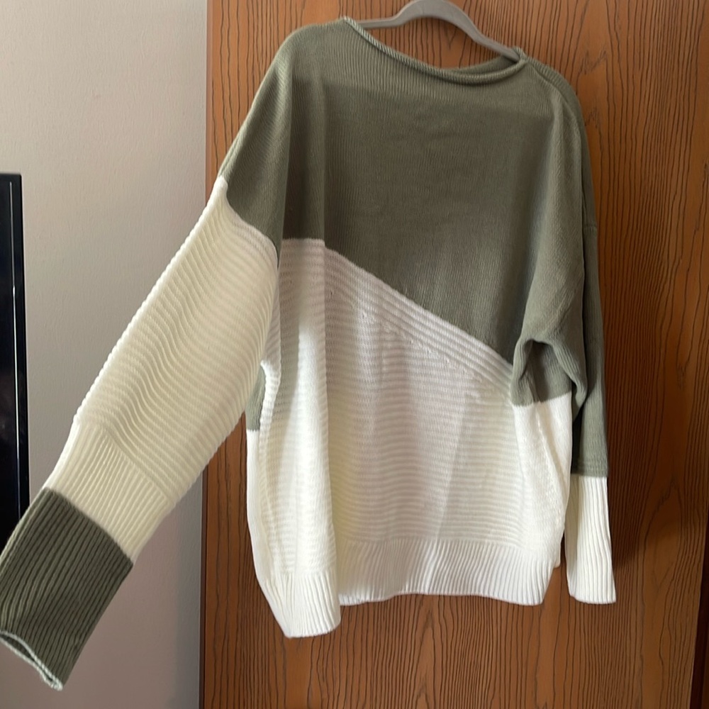 Sage green and cream plus size sweater from Temu